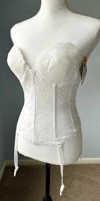 Corsé Bustier Carnival 34D Blanco Espalda Baja Ligas Sin Tirantes 313 Con Aros Nuevo Foto 1 de 4