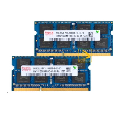 Hynix 2x 8GB DDR3 1333mhz 2RX8 PC3-10600S 204pin SODIMM Laptop Memory RAM - Image 1 of 4