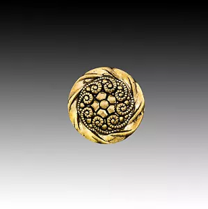 Hochwertiger Vintage Kunststoff Knopf Gold mit Wirbelmuster 15 mm 40002027 - Bild 1 von 1