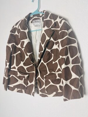 Blazer Corto Estampado Jirafa Carlisle Talla 6 Bolsillos Forrado  Foto 1 de 4