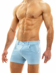 XL MODUS VIVENDI Jeans Pantalones Cortos Denim Cremallera Tachuelas Calce Ajustado Corto Azul Claro 05061 B4 - Imagen 1 de 4