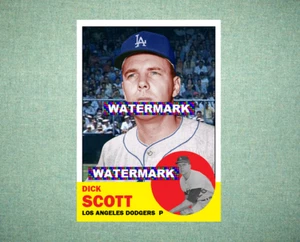 Dick Scott Los Angeles Dodgers 1963 Style Custom Baseball Art Card - Picture 1 of 2