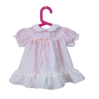 Vestido rosa vintage recién nacido Alexis bebé niña encaje 9 MO LBS 17-20 LBS bautizo Foto 1 de 4