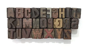 Vintage Letterpress 26 A To Z Letters Wood Type Printers Block Collection#Tx-103 - Picture 1 of 6