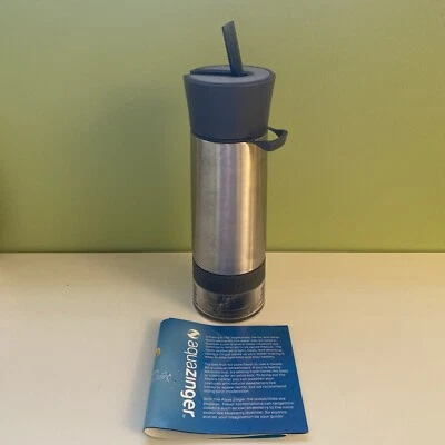 Aquazinger Water Flavor Infuser, Steel/Gray Fresh Fruit/Veg, Herbs 9.25” Tall Foto 1 de 4