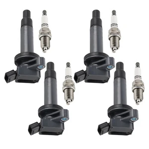 4X Ignition Coil + 4X Spark Plugs For Toyota Chevrolet Pontiac 1.8L L4 UF247 New - Picture 1 of 11