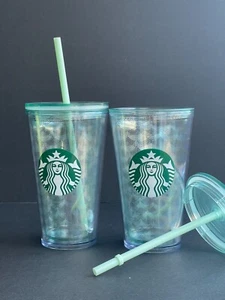 Starbucks Iridescent Mermaid Scale Limited Edition Gold Cold Cup 16 oz- 2 Cups - Picture 1 of 5