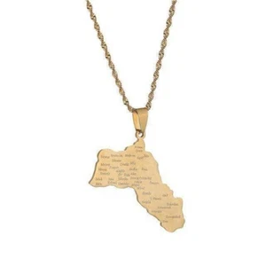 Kurdistan Landkarte mit kurdischer Provinzen Herren Damen Gold Silber - Bild 1 von 2