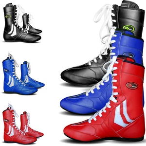 Leder Boxstiefel Boxschuhe leichte Gummisohle JUNIOREN & ERWACHSENE - Bild 1 von 14