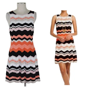 Vestido Trina Turk Fit N Acampanado Talla S Chevron Pullover Sin Mangas Tejido Newton - Imagen 1 de 10