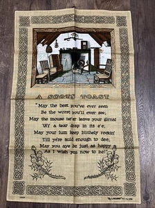 Vintage LINANNE No 5767 LINEN TEA TOWEL A SCOTS TOAST St. Andrews Woolen Mill UK - Picture 1 of 6
