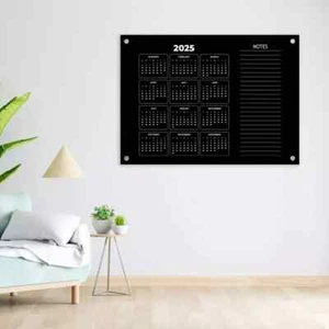 Black Acrylic Wall Calendar,Family Wall Planner,Monthly & Weekly Dry Erase Board - Picture 1 of 8