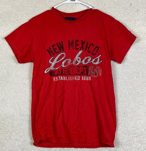 New Mexico Lobos Red Small T Shirt NCAA Red Size Small Short Sleeve Shirt Cover
