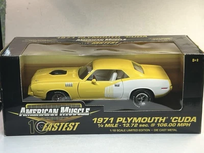 ERTL American Muscle Fastest 1971 Plymouth Cuda amarillo 1:18 fundido a presión 32751 2001 Foto 1 de 4
