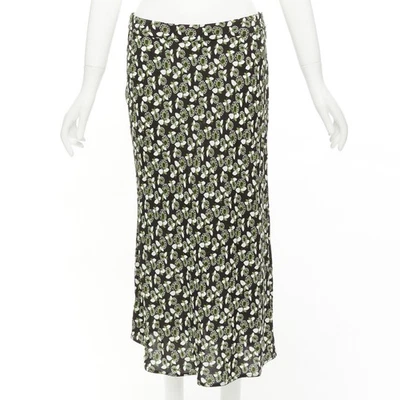 MARNI green black floral print viscose mid waist midi skirt IT40 S - Image 1 of 4
