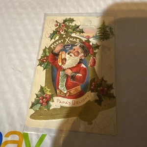 ANTIGUA POSTAL NAVIDAD "DELICIA DE PAPÁ" - ZAPATILLAS DE HOMBRE SANTA - Imagen 1 de 2