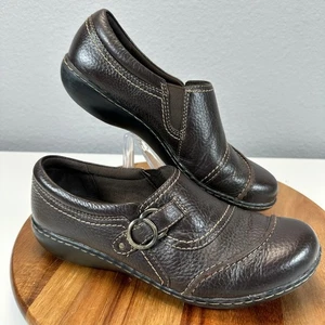 Clarks Collection Leather Slip On Loafers Comfort Casual Shoes Brown 7.5 Cottage - Picture 1 of 7