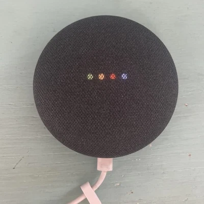 Google Home Nest Mini Smart Speaker w/ Google Assistant Grey/Orange Model H0A - Image 1 of 4