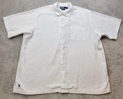 Vintage Polo Ralph Lauren Camp Shirt Mens XL White Caldwell Loop Collar Pony - Image 1 of 4