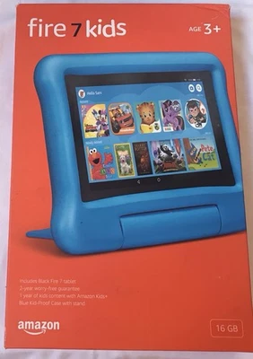 Amazon Fire 7 Kids Edition (9th Generation) 16GB, Wi-Fi, 7in - Blue Age 3+ New - Image 1 of 4