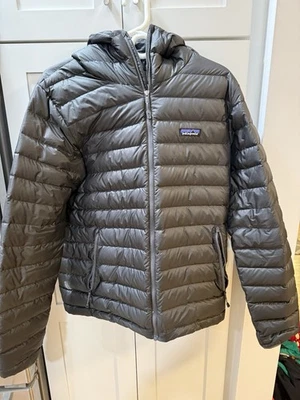 Patagonia Jacket Adult Medium Grey Ultralight Puffer Down Sweater Hoody Men* - Image 1 of 4