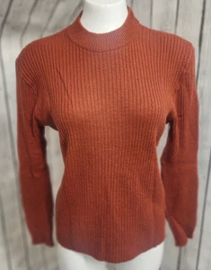 VTG 70s Sabbatini D&S Confezioni di Lusso Italian Rust Wool Rib Knit Sweater S-M - Picture 1 of 6