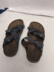 Blue slide sandles leather 8 womens - Picture 1 of 3