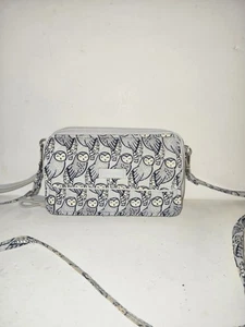 Vera Bradley RFID All In One Crossbody Wallet Purse Gray Owls Iconic Hipster - Picture 1 of 6