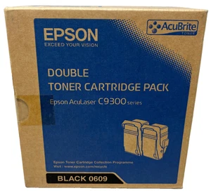 EPSON S050609 0609 PACCO DOPPIO TONER ORIGINALE NERO ACULASER C9300DN[A BOX] - Picture 1 of 2