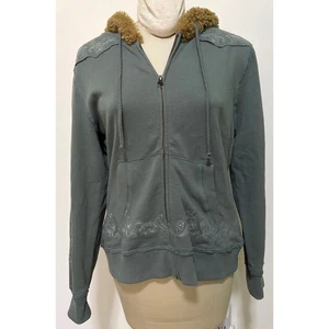 Natural Reflections Women’s Large Embroidered Full Zip Hooded Jacket Sweatshirt - Picture 1 of 4