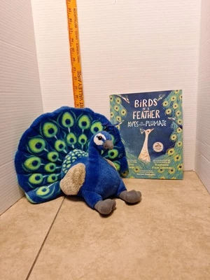 Birds Of A Feather Book By Sita Singh Plush Peacock Wild Republic 9" Colorful - Image 1 of 4