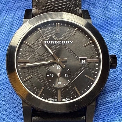 Burberry Men's Watch The City Black Print Leather Strap BU9906 Engraved 2/2/13 - Image 1 of 4