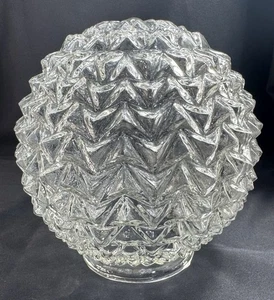 Vintage Mid-Century Chevron Glass Globe Light Lamp Shade 3-1/4" Fitter - Picture 1 of 7