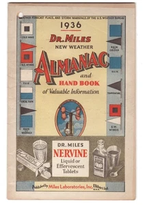 Vintage 1936 Dr. Miles New Weather Almanac Zodiac Nervine Tablets Alka Seltzer - Picture 1 of 2