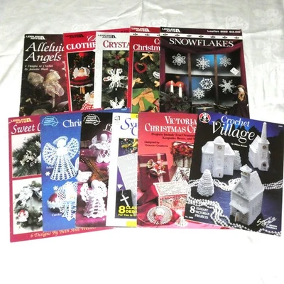 Lot of 11 Vintage Thread Crochet Christmas Pattern Books Ornaments Angels Snow - Image 1 of 4