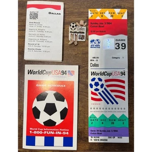 Biglietto COMPLETO, calendario, carte cambio, spilla bavero FIFA Mondiali maschili 1994 - Foto 1 di 5