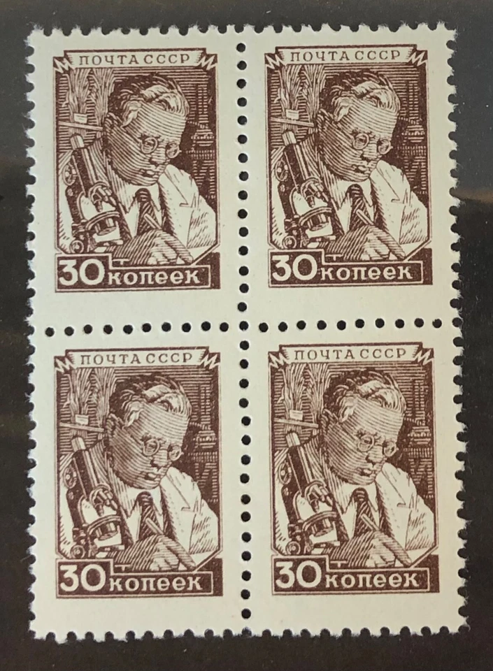 Bloque de 4 sellos de la URSS 1949, 30 kopeks MNH Rusia Foto 1 de 1