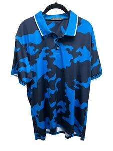 G Fore Men’s Blue/Black Camo Print Tech Fabric Golf Jersey In Sz L - Picture 1 of 10