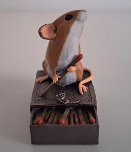 Michael Simpson Painted ColdCastBronze Mouse on Matchbox Figurine Richard Cooper - Picture 1 of 7