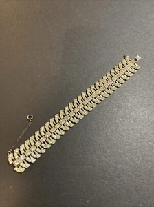 ANTIQUE Art Deco Sterling Silver Clear Rhinestone Bracelet - Picture 1 of 9