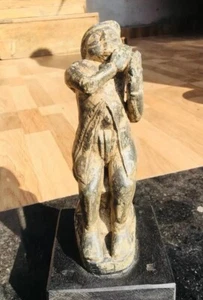 Ancient Green Stone Sculpture Hand Carved Hindu God Prying Statue Rare - Picture 1 of 10