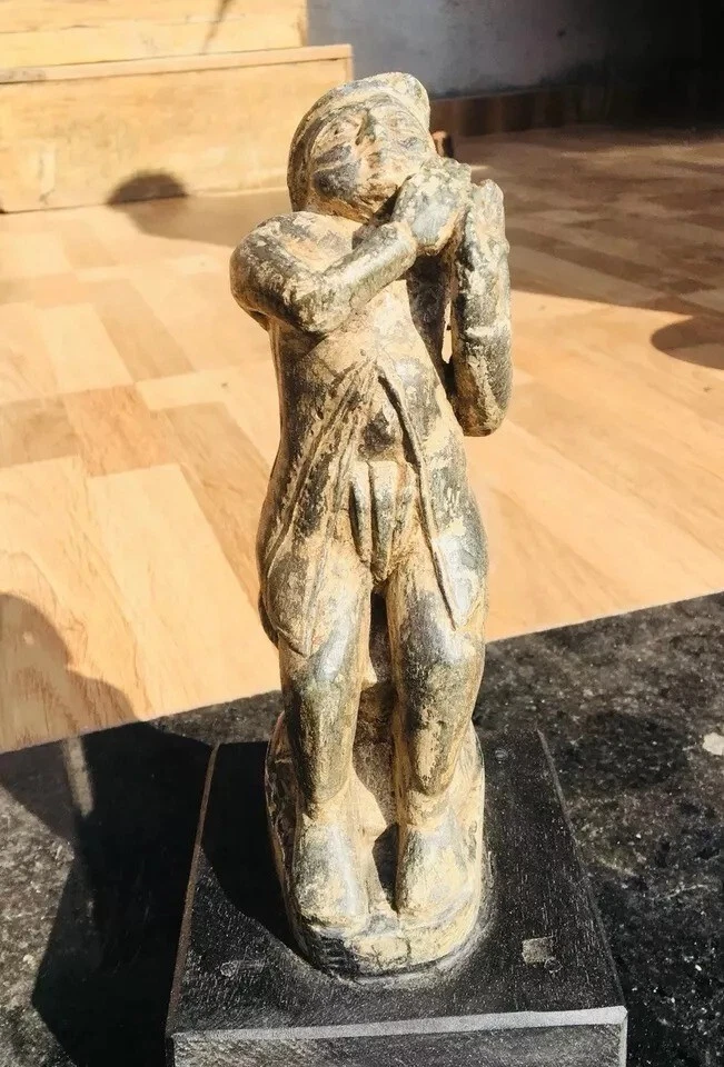 Antigua escultura de piedra verde tallada a mano dios hindú estatua curiosa rara Foto 1 de 4