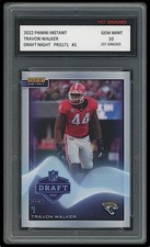 TRAVON WALKER 2022 PANINI INSTANT DRAFT NIGHT 1ST GRADED 10 ROOKIE CARD JAGUARS 