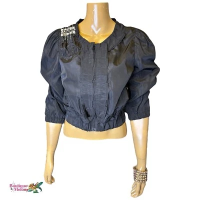 Chaqueta corta Ryu ligera vintage de noche con cuentas manga 3/4 para mujer talla M Foto 1 de 4