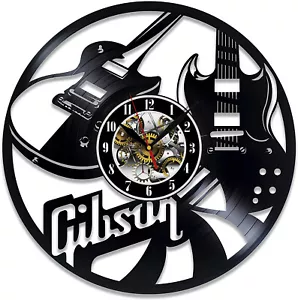 Gibson Guitar Music Wall Clock Records Decor Gift Christmas Birthday Holiday Art - Picture 1 of 3