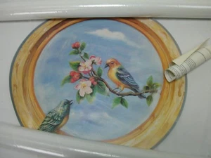 HOME SENSATIONS # 8101 TROMPE L'OEIL WALL DECOR 18" ROUND MURAL BIRDS ROUND NEW  - Picture 1 of 4