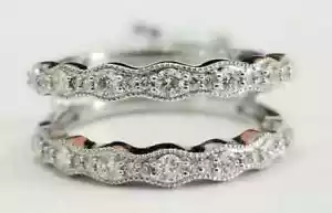2 Karat Labor erstellt Diamant Enhancer Schutz Halstuch Ehering 14k weiß vergoldet - Bild 1 von 6