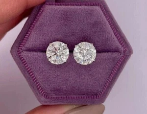 2 kt runder, im Labor hergestellter Diamant Ohrstecker Push Back Ohrring 14 kt Weißgold plattiert - Bild 1 von 4