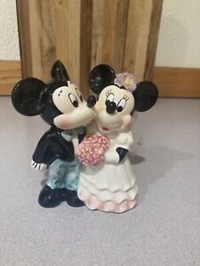 Disney Ceramic Mickey And Minnie Mouse Bride And Groom Figurine Made In Japan 5"