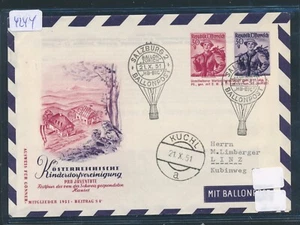 4244) Österreich Ballonpost RBF 7 Salzburg 21.10.51, BP-GAU Trachten - Bild 1 von 1